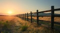 Rustic ranch fence at sunset. Copy Space Royalty Free Stock Photo