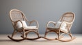 Rustic Rattan Rocking Chairs - Hyper-detailed 3d Render