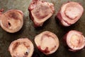 Rustic raw uncooked beef bone marrow Royalty Free Stock Photo