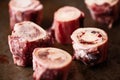 Rustic raw uncooked beef bone marrow Royalty Free Stock Photo