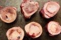 Rustic raw uncooked beef bone marrow Royalty Free Stock Photo