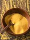Rustic raw uncooked italian polenta Royalty Free Stock Photo
