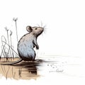 Rustic Realism: Luminous Reflections Of A Gray Mouse By Water