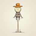 Rustic Realism Scarecrow Cartoon Illustration On Stick Royalty Free Stock Photo