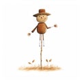 Rustic Realism Scarecrow Illustration On White Background Royalty Free Stock Photo