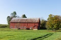 Rustic Red Barn and Dairy Cows Royalty Free Stock Photo