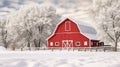 rustic red barn with snow Royalty Free Stock Photo