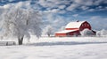 rustic red barn winter Royalty Free Stock Photo