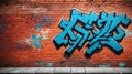rustic red brick wall with graffiti ai generated Royalty Free Stock Photo