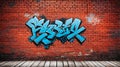 rustic red brick wall with graffiti ai generated Royalty Free Stock Photo