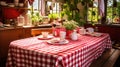rustic red white tablecloth Royalty Free Stock Photo