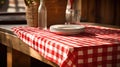 rustic red and white tablecloth Royalty Free Stock Photo