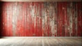 Rustic red wooden wall and light wood floor interior design background. Generative AI Royalty Free Stock Photo