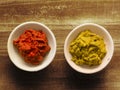 Rustic red and yellow indian curry paste