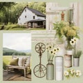 Rustic Retreat: Farmhouse-Inspired Moodboard Royalty Free Stock Photo