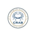 Rustic retro vintage stamp badge seafood crab logo design vector