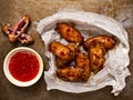 Rustic roasted buffalo chicken wing Royalty Free Stock Photo