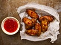 Rustic roasted buffalo chicken wing Royalty Free Stock Photo