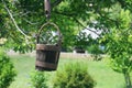 Rustic Romanian wooden well bucket- Valcea region Royalty Free Stock Photo