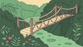 Rustic Rope Bridge, Forest Crossing, vector design Generative AI Royalty Free Stock Photo