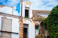 Rustic ruins trees wall door green red white Royalty Free Stock Photo