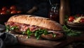 Rustic sandwich boasts freshness with smoked prosciutto generated by AI
