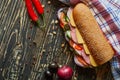 Rustic sandwich with set of ingridients Royalty Free Stock Photo