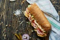 Rustic sandwich with set of ingridients Royalty Free Stock Photo