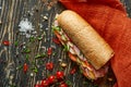 Rustic sandwich with set of ingridients Royalty Free Stock Photo