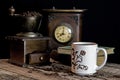 Rustic Scene With Vintage Coffee Grinder