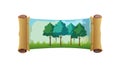 Rustic Scroll Banner with Lush Forest Scene, vector design Generative AI Royalty Free Stock Photo