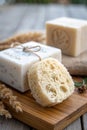 Natural Handmade Soap and Organic Sponge Royalty Free Stock Photo