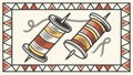 Rustic Sewing Thread Spools Ornate Frame, vector design Generative AI Royalty Free Stock Photo