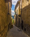 A rustic side street in the settlement of Bagnoregio in Lazio, Italy
