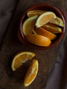 Rustic simple oranges and almonds with vintage pocket knife