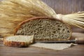 Rustic sliced loaf of bread.
