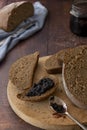 Rustic snack - wholemeal bread and home made jam