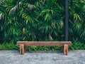 Rustic solid railway sleeper wooden bench on concrete floor