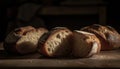 Rustic sourdough bread slices on a Wooden Base