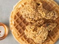 Rustic southern american comfort food chicken waffle Royalty Free Stock Photo