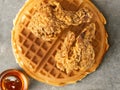 Rustic southern american comfort food chicken waffle Royalty Free Stock Photo