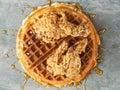 Rustic southern american comfort food chicken waffle Royalty Free Stock Photo