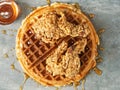 Rustic southern american comfort food chicken waffle Royalty Free Stock Photo