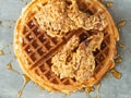 Rustic southern american comfort food chicken waffle Royalty Free Stock Photo