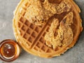 Rustic southern american comfort food chicken waffle Royalty Free Stock Photo