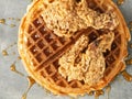 Rustic southern american comfort food chicken waffle Royalty Free Stock Photo