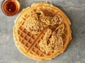 Rustic southern american comfort food chicken waffle Royalty Free Stock Photo