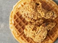 Rustic southern american comfort food chicken waffle Royalty Free Stock Photo