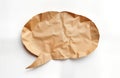 Rustic speech bubble cutout design element made from crumpled beige paper. Blank paper shape with uneven edges. Abstract design Royalty Free Stock Photo