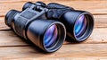 Rustic Still Life of Binoculars on Wooden Background Royalty Free Stock Photo